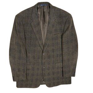 Coppley Wool Cotton Corduroy Blazer Check Sport Coat Brown 42T
